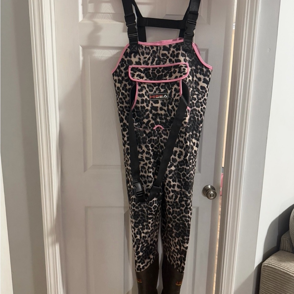 Hisea Women's Leopard Print Jumpsuit with Pink Accents